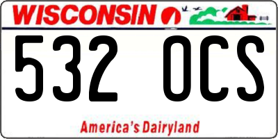 WI license plate 532OCS