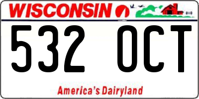 WI license plate 532OCT