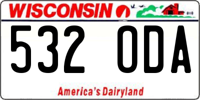WI license plate 532ODA