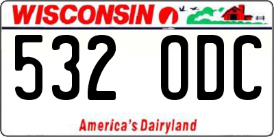 WI license plate 532ODC