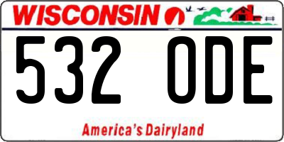 WI license plate 532ODE
