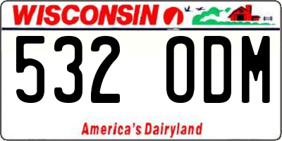 WI license plate 532ODM