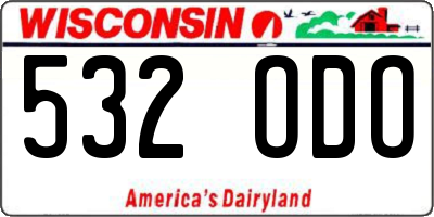 WI license plate 532ODO