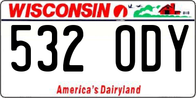 WI license plate 532ODY