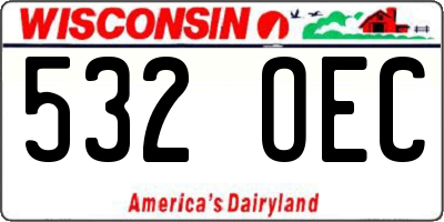 WI license plate 532OEC