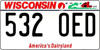 WI license plate 532OED