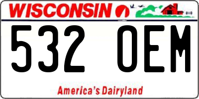 WI license plate 532OEM