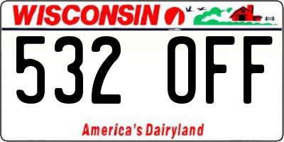 WI license plate 532OFF