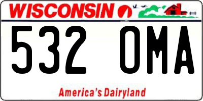 WI license plate 532OMA