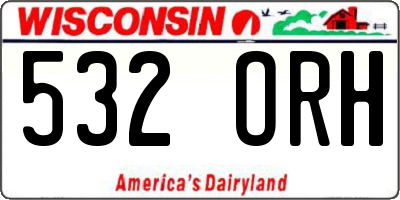 WI license plate 532ORH