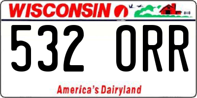 WI license plate 532ORR