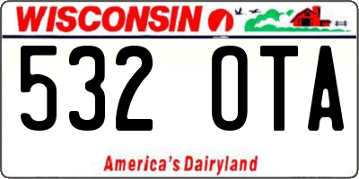 WI license plate 532OTA