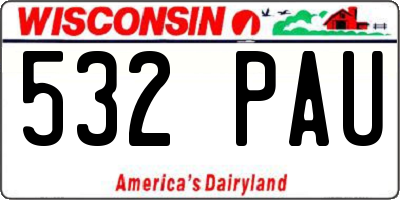 WI license plate 532PAU