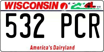 WI license plate 532PCR