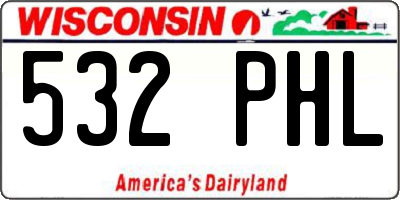 WI license plate 532PHL
