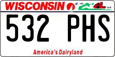 WI license plate 532PHS