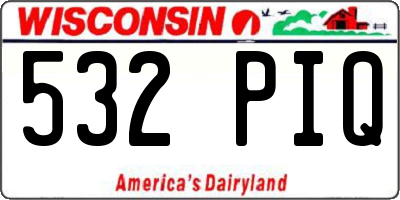 WI license plate 532PIQ