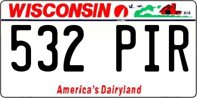 WI license plate 532PIR