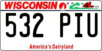 WI license plate 532PIU