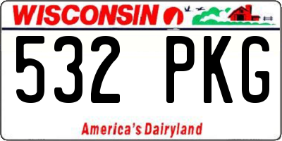 WI license plate 532PKG