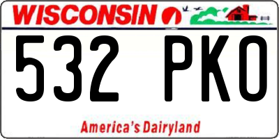 WI license plate 532PKO