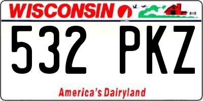 WI license plate 532PKZ