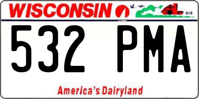 WI license plate 532PMA