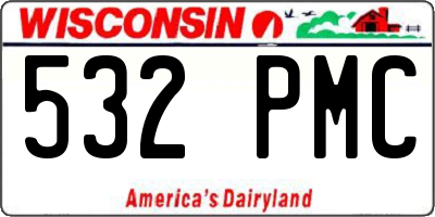 WI license plate 532PMC