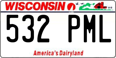 WI license plate 532PML
