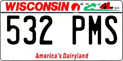 WI license plate 532PMS