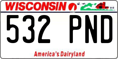 WI license plate 532PND