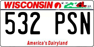 WI license plate 532PSN
