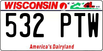 WI license plate 532PTW