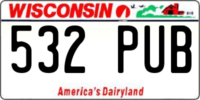WI license plate 532PUB