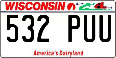 WI license plate 532PUU