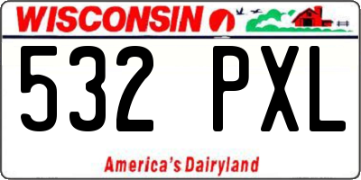 WI license plate 532PXL