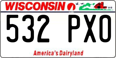 WI license plate 532PXO