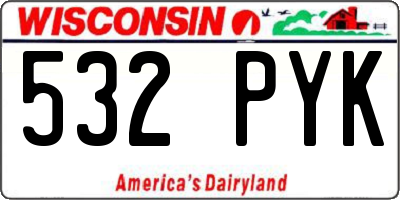 WI license plate 532PYK
