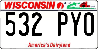 WI license plate 532PYO