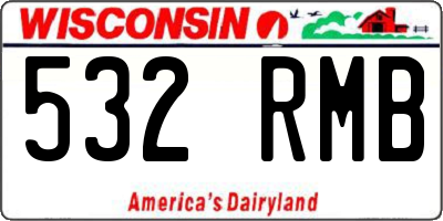 WI license plate 532RMB
