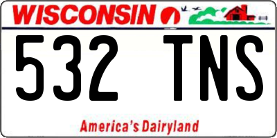 WI license plate 532TNS