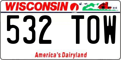 WI license plate 532TOW