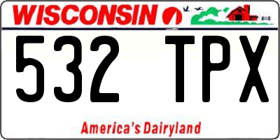 WI license plate 532TPX
