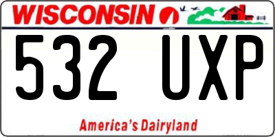 WI license plate 532UXP
