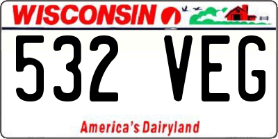 WI license plate 532VEG