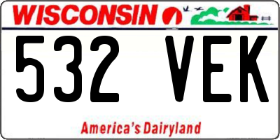 WI license plate 532VEK