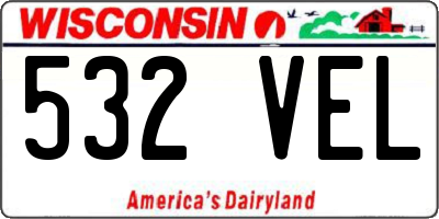 WI license plate 532VEL