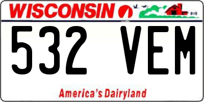 WI license plate 532VEM