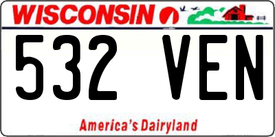 WI license plate 532VEN