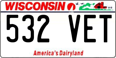 WI license plate 532VET